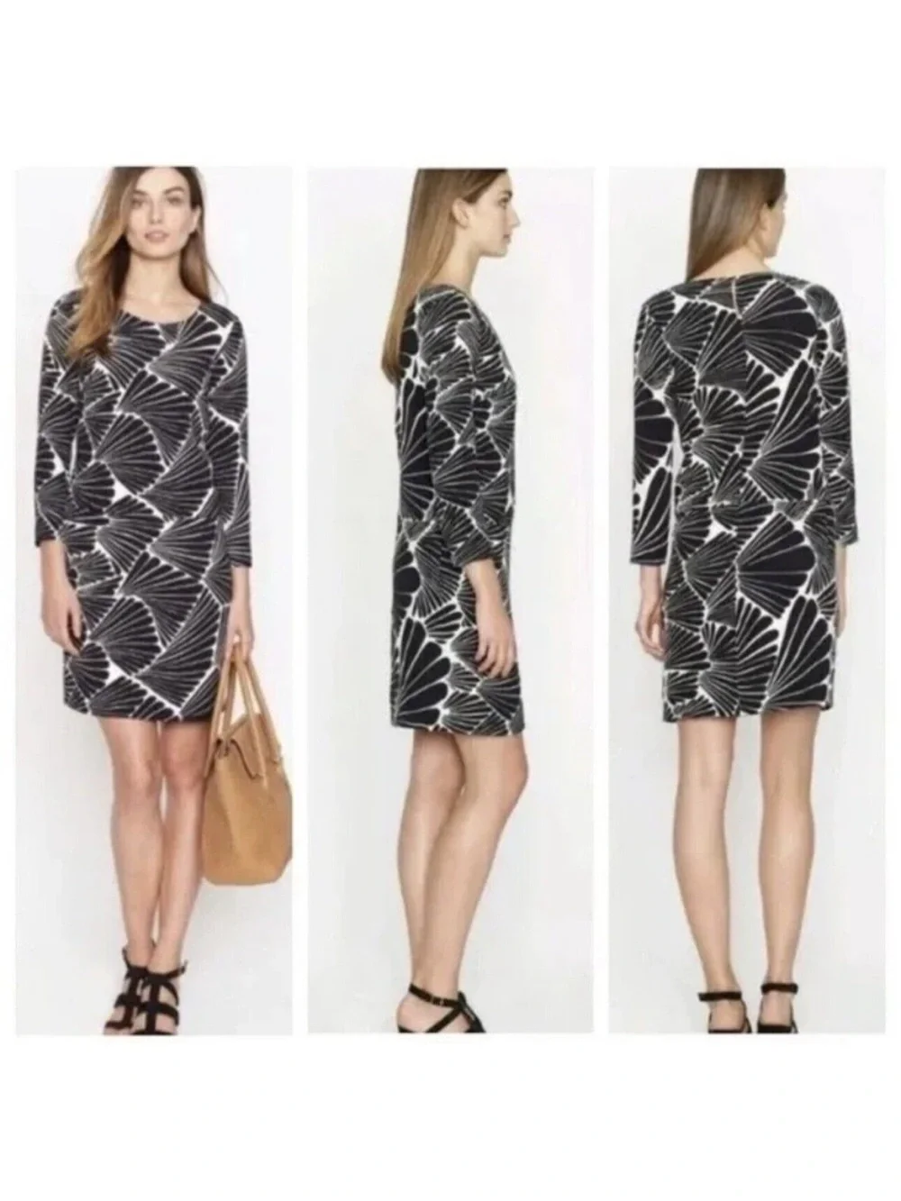J. CREW Jules Fanfare Geometric Print 2 Front Pockets Shift Mini Dress - Sz 2 - Picture 11 of 11